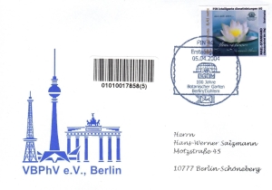 PIN AG: MiNr. 37, 14.06.2004, "100 Jahre Botanischer Garten", Wert zu 0,48 EUR, FDC, Ersttagsstempel