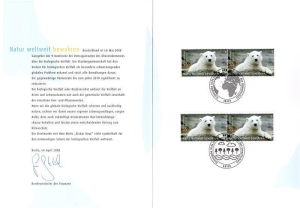 BRD: MiNr. 2656, 10.04.2008, Ministerkarte "Umweltschutz: Natur weltweit bewahren", Ersttagssonderstempel