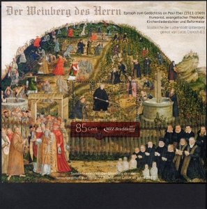 MZZ: MiNr. 99 Block 22, 08.09.2017, "Reformationsjubiläum 2017: Der Weinberg des Herrn", Satz (Block), nassklebend, postfrisch