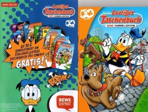 Sammelbuch: REWE "Das lustige Taschenbuch 50 Jahre Walt Disney", 1 Stück + Werbeblatt