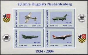 Oderlandbrief: MiNr. 3 B - 6 B, 18.04.2004, 70 Jahre Flugplatz Neuhardenberg, Satz (Block), postfrisch