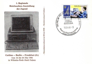 DDR: 19.05.1990, "1. Regionale Briefmarken-Ausstellung der Jugend, Guben" Ganzstück (Postkarte), Sonderstempel