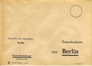 DDR: 1060, Umschlag des Postscheckamtes 1002 Berlin: gebührenfreie Beförderung für Kontoinhaber