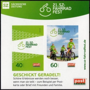 PostModern: MiNr. 413 - 414 Bl. 55, 03.07.2016, 21. SZ-Fahrradfest, Satz (Block), postfrisch