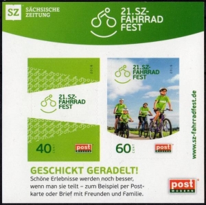 PostModern: MiNr. 413 - 414 Bl. 55, 03.07.2016, "21. SZ-Fahrradfest", Satz (Block), postfrisch