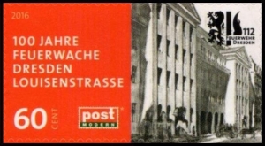 PostModern: MiNr. 405, 24.04.2016, 100 Jahre Feuerwache Dresden, Luisenstraße, Satz, Bogennummer, postfrisch