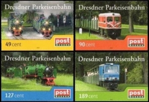 PostModern: MiNr. 158 - 161, 01.06.2010, "60 Jahre Dresdner Parkeisenbahn", Satz, postfrisch