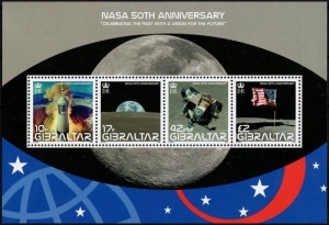GB, Gibraltar: MiNr. 1289 - 1292 Bl. 86, 15.09.2008, "50 Jahre US-amerikanische Luft- und Raumfahrtbehörde (NASA)", Block, postfrisch
