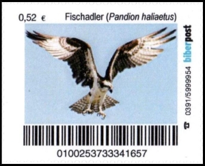 Biberpost: 15.08.2015, "Vögel: Fischadler", Satz, postfrisch