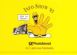 BRD: MiNr. 1659, 11.03.1993, Sonderkarte "Info-Show 93 - Neue Postleitzahlen", Sonderstempel "Info-Show *93 / Potsdam"