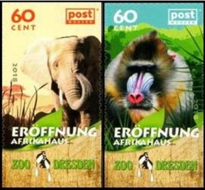 PostModern: MiNr. 465 - 466, 11.04.2018, "Zoo Dresden: Eröffnung Afrikahaus", Satz, postfrisch
