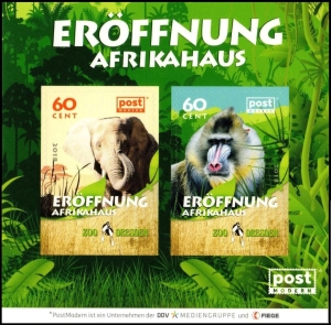 PostModern: MiNr. 475 - 476 Block 65, 15.06.2018, "Zoo Dresden: Eröffnung Afrikahaus", Satz (Block), postfrisch