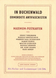 DDR: MiNr. 606 A - 608 A, 635 - 639, 03.09.1957, 11.07.1958, Nationale Gedenkstätten, Maximumkarten-Set, Sonderstempel