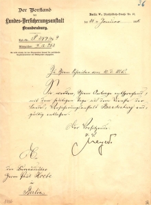 DR: 31.01.1906, Entlassungsbescheinigung der Landesversicherungsanstalt Brandenburg (LVA), gebraucht