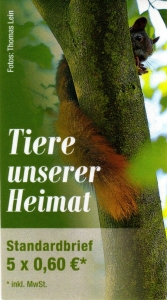 Biberpost: MiNr. MH 137 (MiNr. 568 I - 569 I), 17.07.2019 , Tiere unserer Heimat (II): Eichhörnchen, Markenheftchen, postfrisch