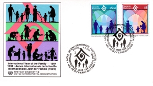 UNO Wien: MiNr. 160 - 161, 04.02.1994, Internationales Jahr der Familie, FDC (Umschlag), Ersttagssonderstempel