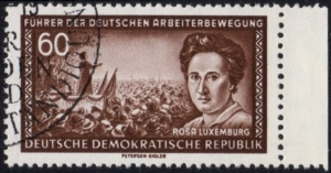 DDR: MiNr. 478 X I, 20.06.1955, "Führer der deutschen Arbeiterbewegung: Rosa Luxemburg", geprüft, Ersttagssonderstempel (Bogenentwertung)