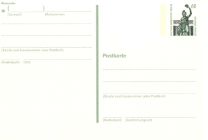 Berlin (West): MiNr. P 130, 00.05.1989, "Sehenswürdigkeiten", Wert zu 0,60 DM, Ganzsache (Postkarte), ungebraucht