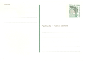 Berlin (West): MiNr. P 131, 00.05.1989, "Sehenswürdigkeiten", Wert zu 0,80 DM, Ganzsache (Postkarte), ungebraucht
