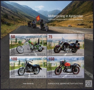 Kirgisien: MiNr. 136 - 139 Bl. 38, 16.10.2019, Motorräder, Block, postfrisch