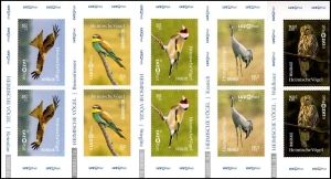 LVZ: MiNr. 570 I - 574 I, 02.01.2020, "Heimische Vögel", Satz, Randpaar mit Vogelnamen (links bzw. unten), postfrisch