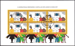 BRD: MiNr. 1472 Bl. 21, 21.06.1990, "10. Internationale Briefmarkenausstellung, Düsseldorf", Block, Tagesstempel