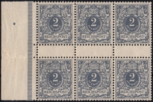DR: MiNr. 52 ZS, 29.03.1900, "Wertziffer und Krone", 3 Zwischensteegpaare, Randstück, postfrisch