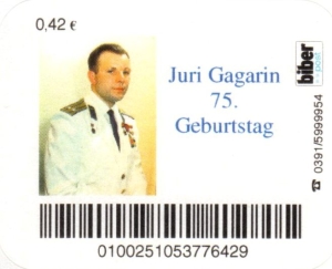 Biberpost: 09.03.2008, 75. Geburtstag von Juri Gagarin, Satz, Typ VI, postfrisch
