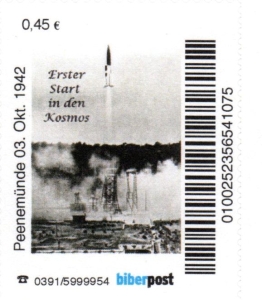 Biberpost: 03.10.2012, "70. Jahrestag A 4, Peenemünde 03.10.1942", Satz, Typ VI, postfrisch