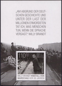 BRD: MiNr. 3579 Bl. 87, 03.12.2020, "Willy Brandt, Denkmal für den Warschauer Ghetto-Aufstand", Block, postfrisch