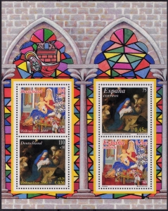 Spanien: MiNr. 3671 - 3672 I Bl. 102, 08.11.2001, "Weihnachten: Gemälde", Block, postfrisch
