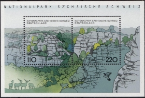 BRD: MiNr. 1997 - 1998 Bl. 44, 16.07.1998, Deutsche National- und Naturparks (II): Sächsische Schweiz, Block, postfrisch