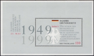 BRD: MiNr. 2050 Bl. 48, 21.05.1999, "50 Jahre Grundgesetz", Block, postfrisch
