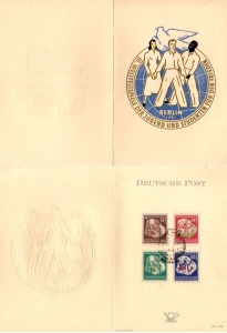DDR: MiNr. 289 - 292, 03.08.1951, Weltfestspiele der Jugend und Studenten, offizielle Klappkarte, Sonderstempel