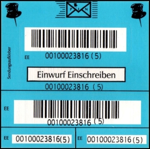 PIN AG: Marke für Zusatzleistung Einwurf-Einschreiben, blau, postfrisch