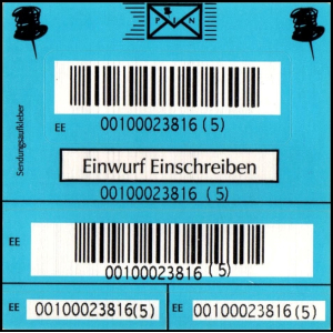 PIN AG: Marke für Zusatzleistung "Einwurf-Einschreiben", blau, postfrisch