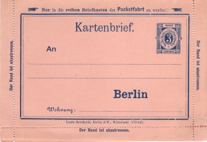 Berlin: B - Paketfahrt: MiNr. K 12 II "Ziffer: ", Ganzsache, ungebraucht