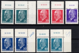 DDR: 1963, 1967, "Walter Ulbricht", LOT mit OR und ER (1), postfrisch