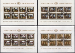 Liechtenstein: MiNr. 706 - 709, 01.06.1978, 40. Jahrestag der Thronbesteigung von Fürst Franz Josef II., Ersttagssonderstempel