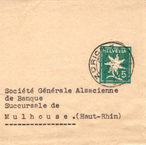 Schweiz: MiNr. S 47, 00.00.1938, Edelweiss, Streifband, echt gelaufen
