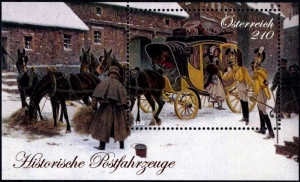 Österreich: MiNr. 3628 Bl. 131, 19.01.2022, Historische Postfahrzeuge: Ankunft der Postkutsche (X), Satz , postfrisch