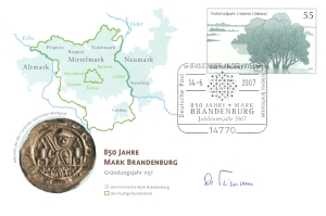 BRD: 14.06.2007, "850 Jahre Mark Brandenburg", Ganzsache (Umschlag), Sonderstempel "850 Jahre Mark Brandenburg", Autogramm