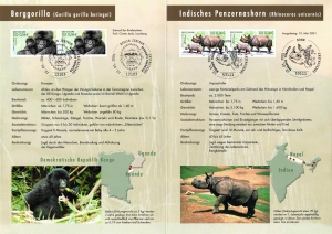 BRD: MiNr. 2182 - 2183, 10.05.2001, "Bedrohte Tierarten (II)", Erinnerungsblatt (EB), Ersttagssonderstempel