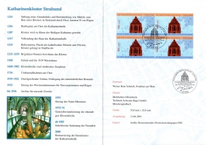 BRD: MiNr. 2195, 13.06.2001, "750 Jahre Katharinenkloster und 50 Jahre Deutsches Meeresmuseum, Stralsund", Erinnerungsblatt (EB), Ersttagssonderstempel