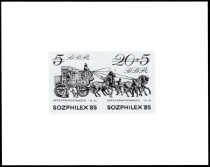 DDR: MiNr. 2965 - 2966 S, 10.09.1985, Schwarzdruck "Briefmarkenausstellung SOZPHILEX, Berlin"
