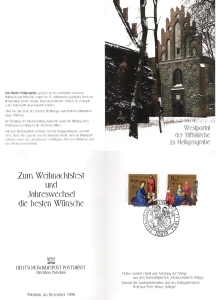 BRD: MiNr. 1770 - 1771, 09.11.1994, Sonderkarte "Weihnachten", Sonderstempel "Berlin / Erstausgabe / 09.11.1994"
