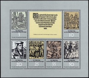 DDR: MiNr. 2013 - 2018, 11.02.1975, "450. Jahrestag des Deutschen Bauernkrieges", postfrisch