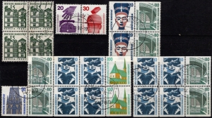 BRD: Briefmarken-LOT "aus 3 Dauerserien: Zusammendrucke", Tagesstempel