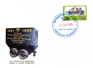 Sangerhäuser Kurier: MiNr. 6, 11.07.2005, "Schachtanlagen im Landkreis Sangerhausen", FDC
