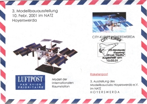 City-Kurier SaBra: 10.02.2001, "3. Modellbauausstellung / ISS", Luftpostleichtbrief, Sonderstempel